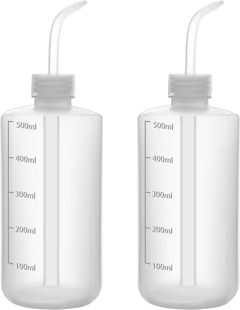 FunChem Chemical Wash Bottle, 2-Pack Plastic Lab Squeeze Washing Bottle with Clear Graduations, LDPE, Narrow Mouth (500 mL) - Image 1